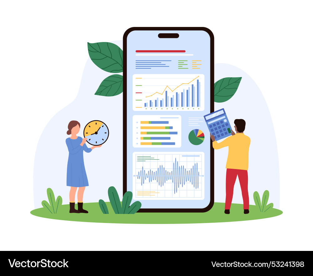 Data analysis optimization in mobile app tiny Data analysis optimization in mobile app tiny Vector Image