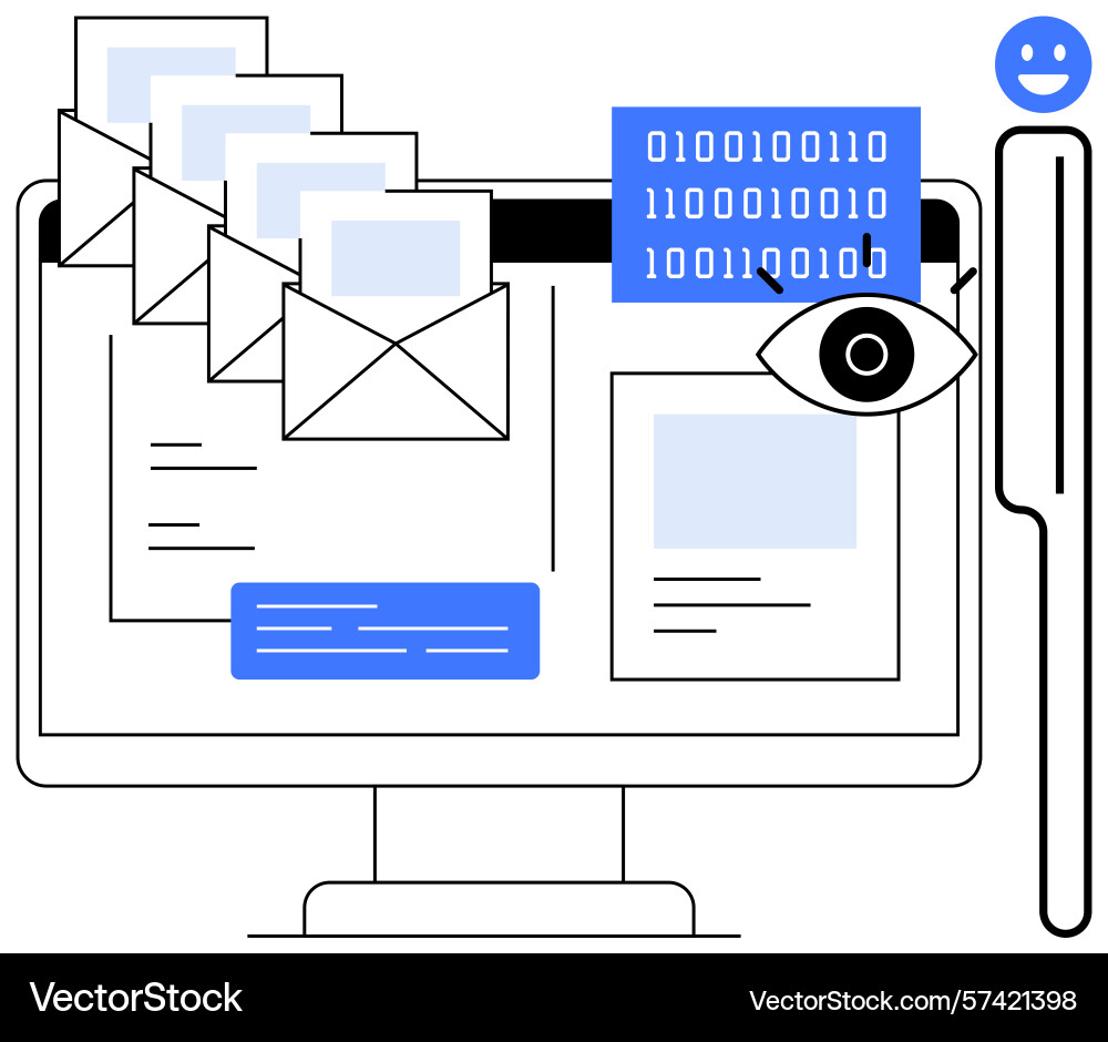 Digital communication and data privacy represented Digital communication and data privacy represented vector image