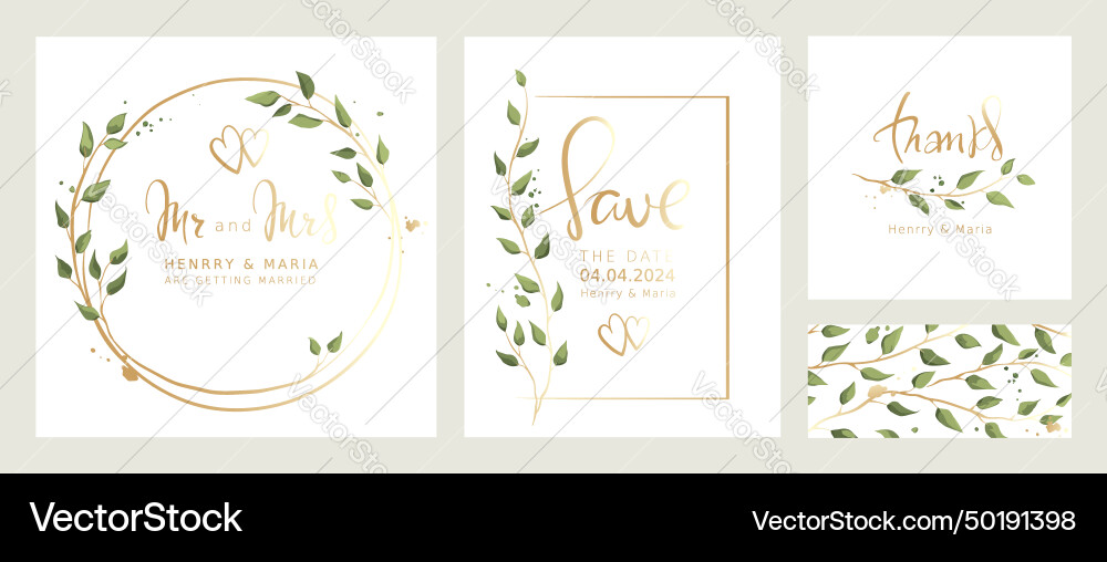 Elegant Floral Wedding Frames Vector Image