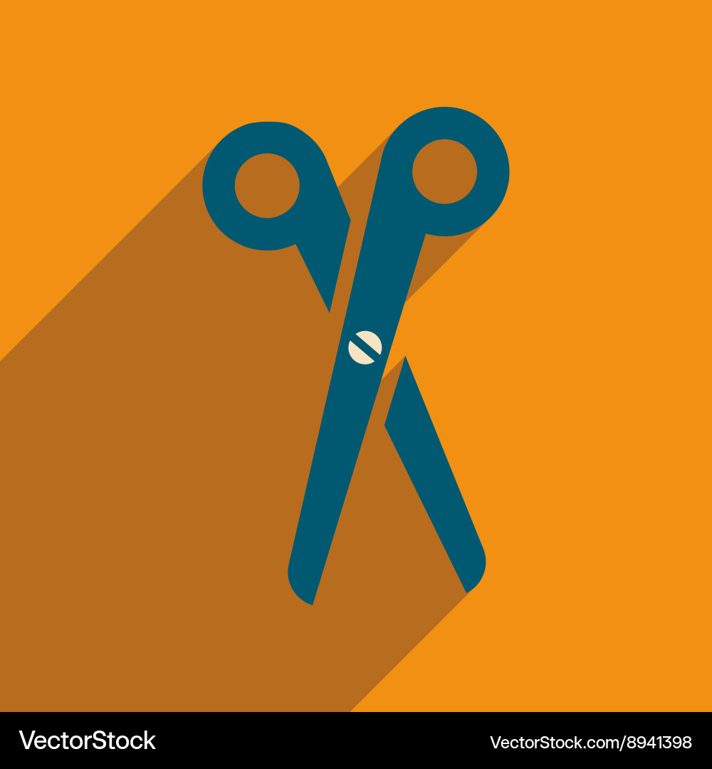 Flat icon with long shadow scissors vector image