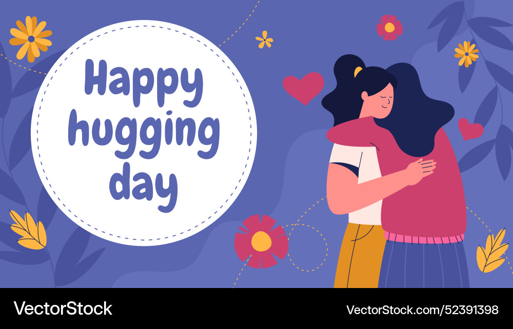 Flat national hugging day youtube thumbnail Vector Image