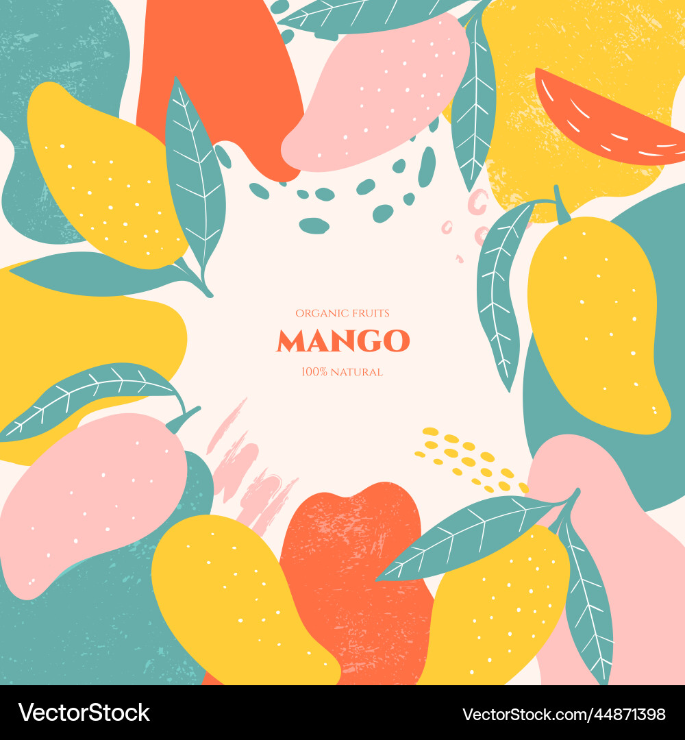 Frame with doodle mango and abstract elements vector image