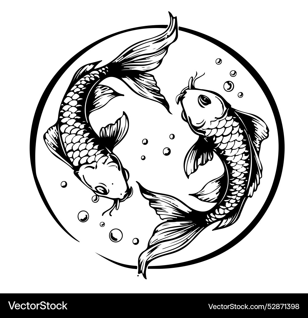 Pisces zodiac sign boho line tattoo two Pisces zodiac sign boho line tattoo two Vector Image