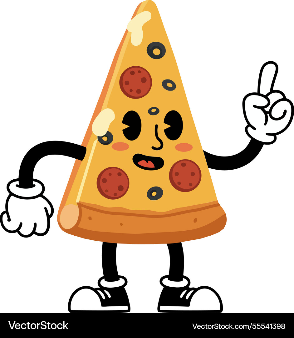 Pizza slice character with playful expression Vector Image