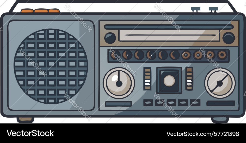 Retro tabletop radio receiver sketch design vector image