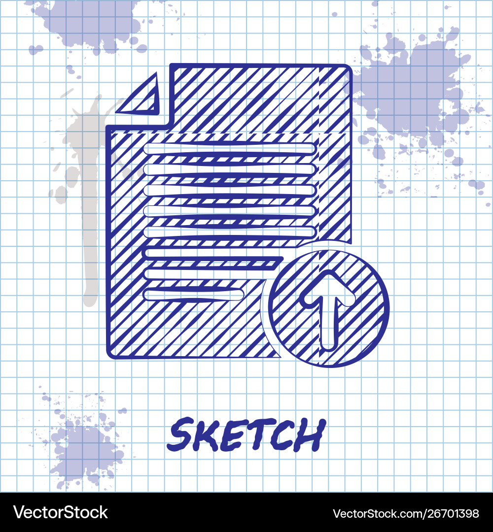 Sketch line upload file icon isolated on white Sketch line upload file icon isolated on white Vector Image