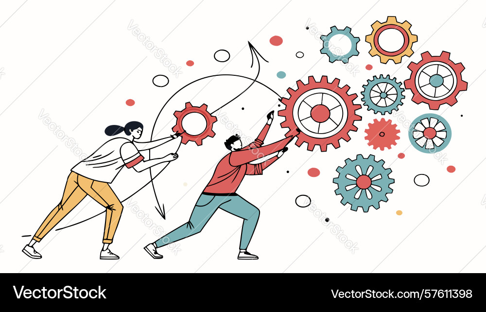 Teamwork and problem-solving with gears Vector Image