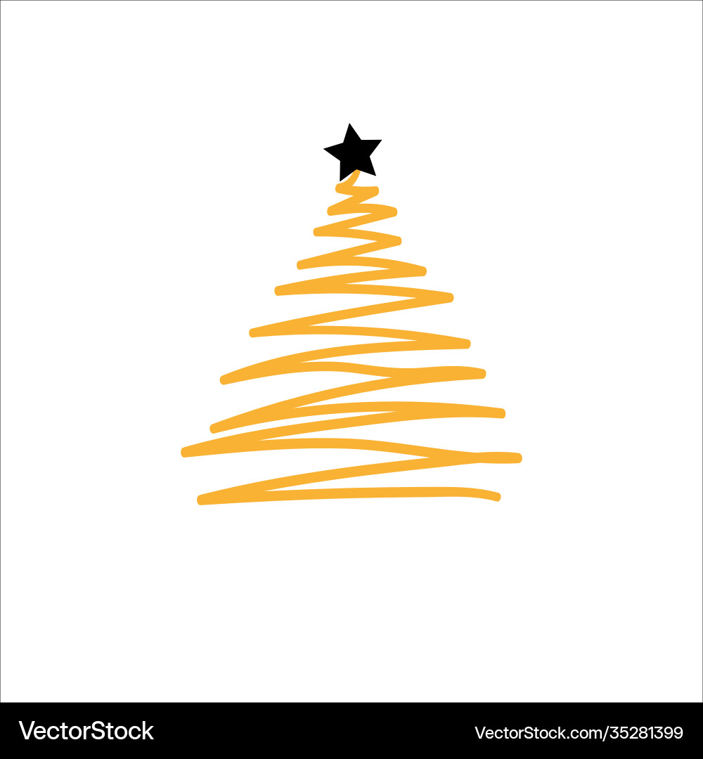 Boho Christmas Tree with Star Vector Image