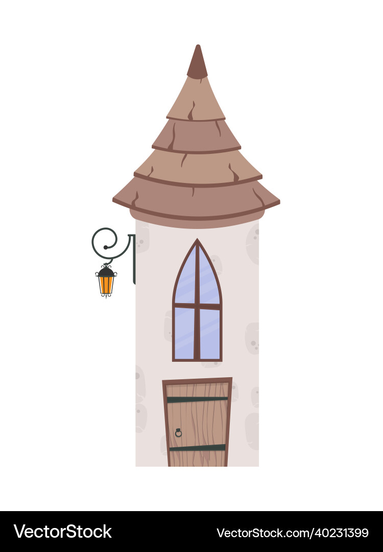Building is in the form of a tower with conical vector image