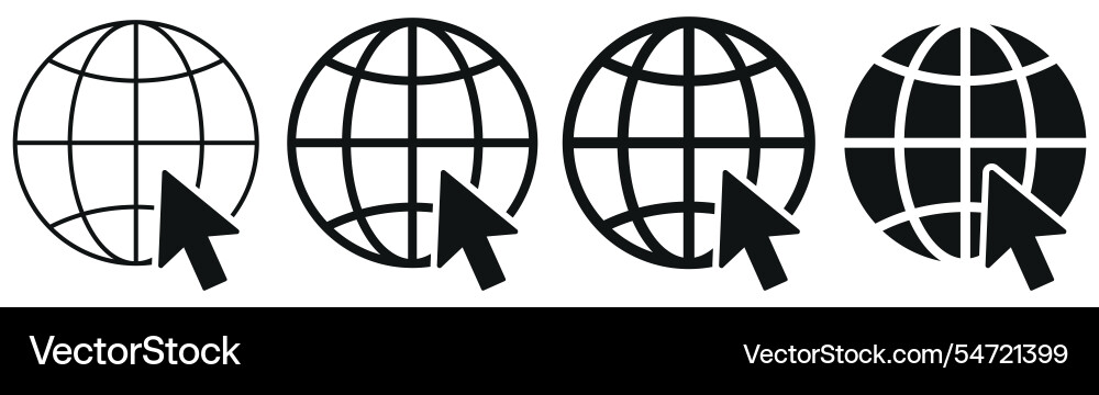 Click to go website or internet icon set vector image