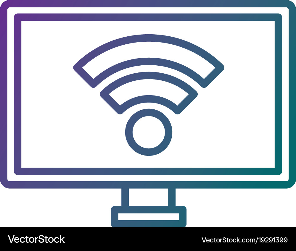 Computer display with wifi signal Vector Image