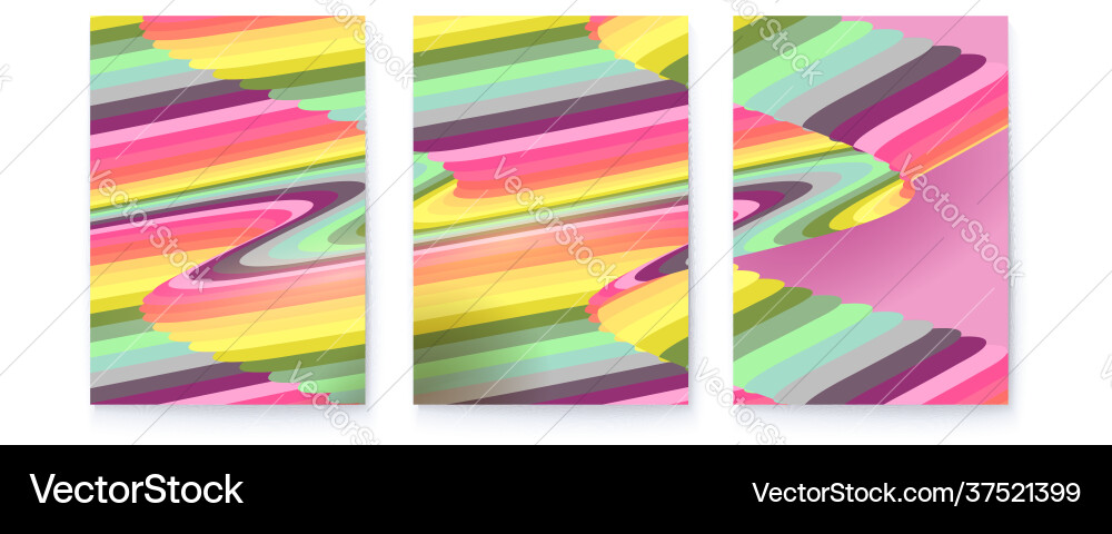 Covers with psychedelic pattern set abstract vector image