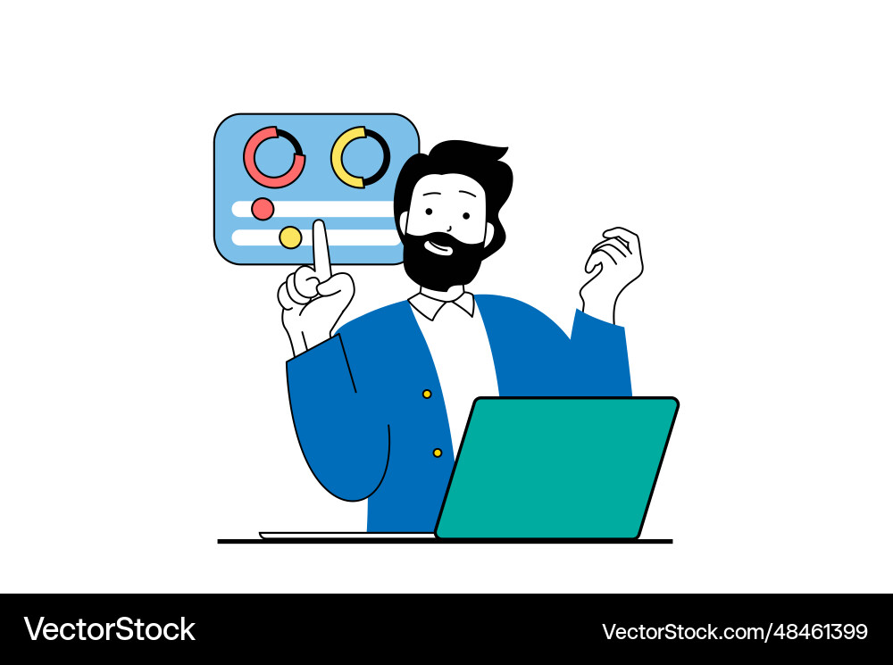 Digital marketing concept with people scene Digital marketing concept with people scene Vector Image