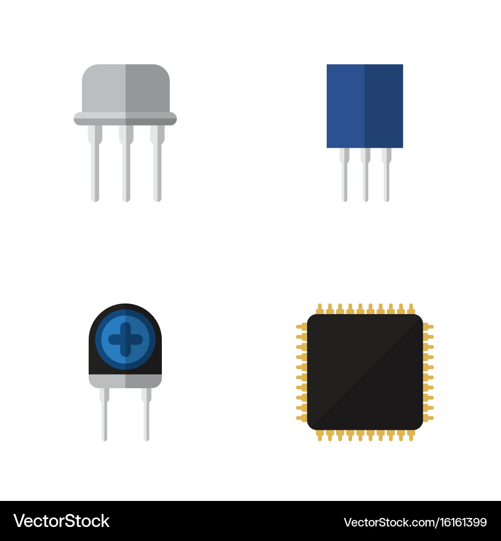 Flat icon electronics set of transducer cpu vector image