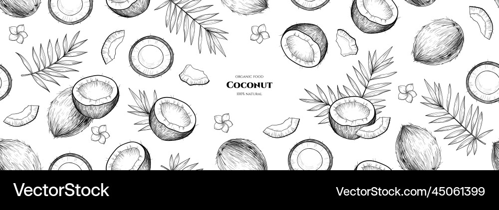 Frame with coconuts seamless pattern Frame with coconuts seamless pattern vector image
