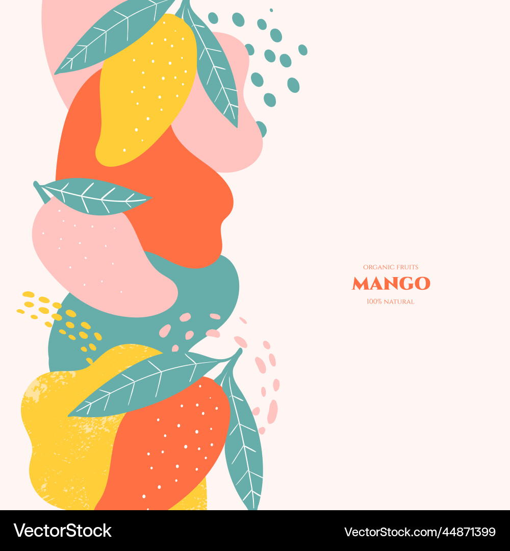 Frame with doodle mango and abstract elements Frame with doodle mango and abstract elements vector image