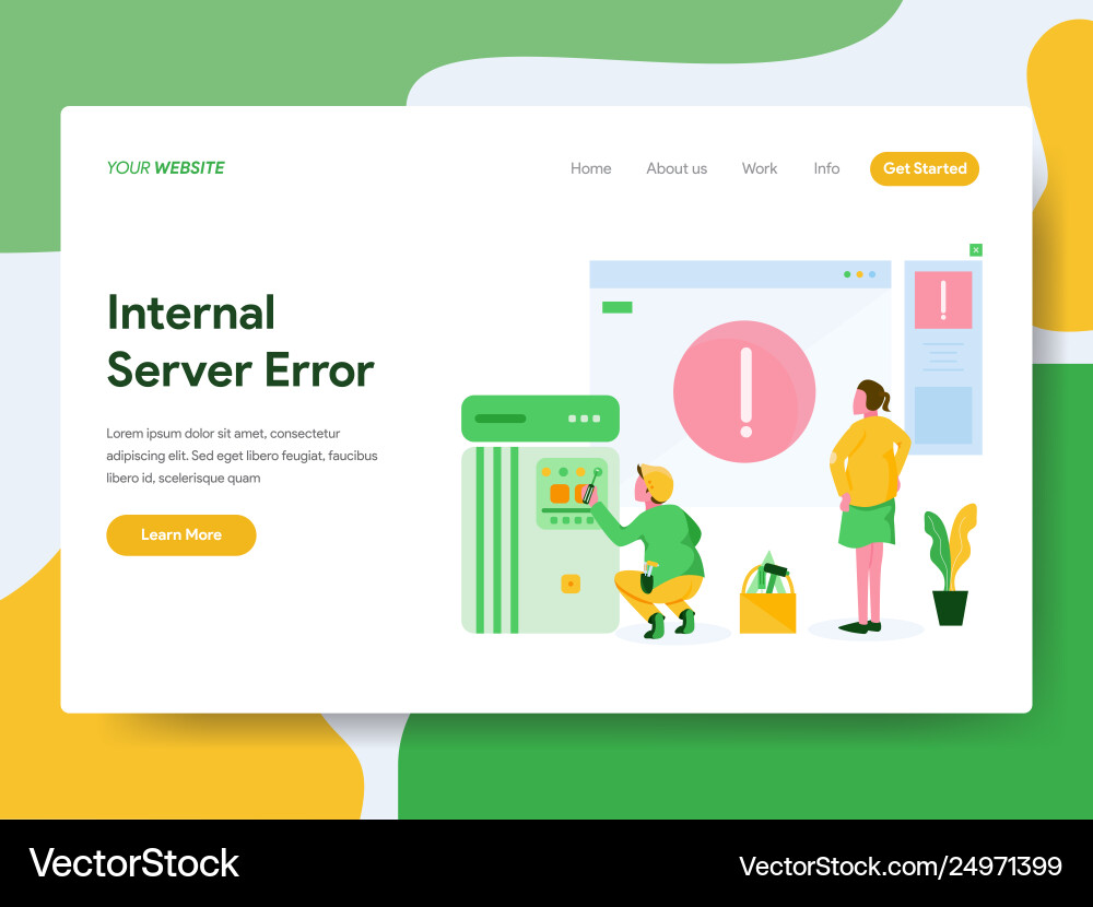 Landing page template internal server error Landing page template internal server error vector image