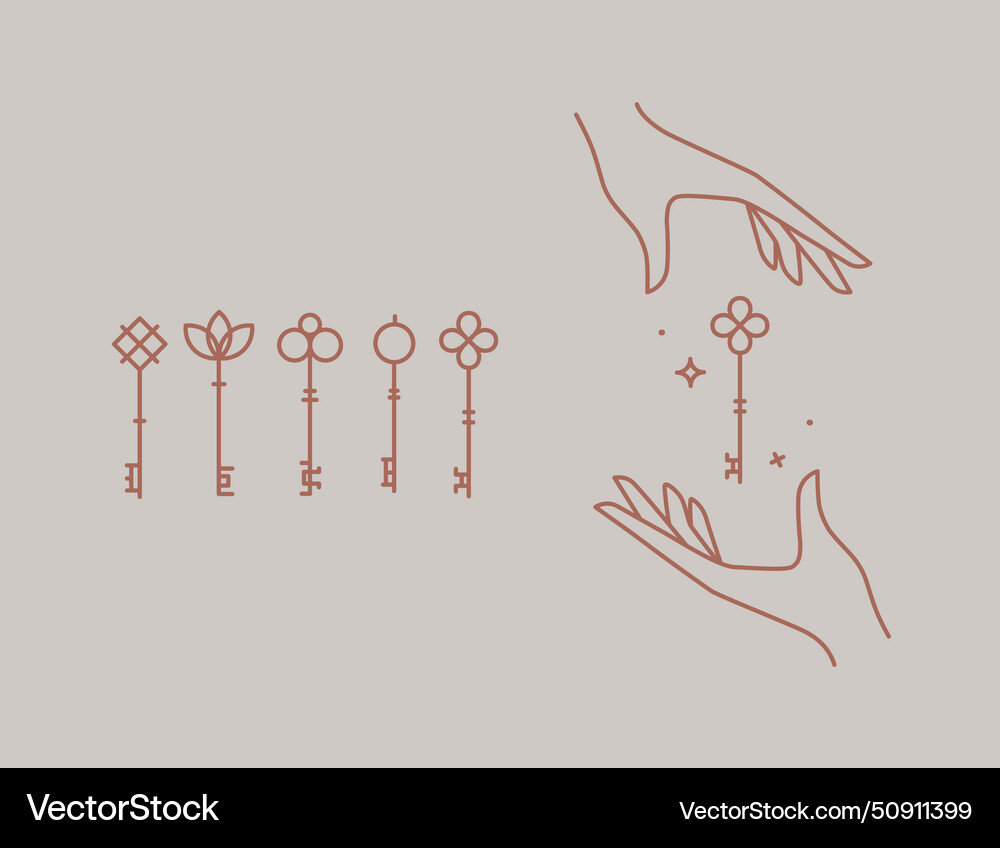 Linear key collection Linear key collection Vector Image