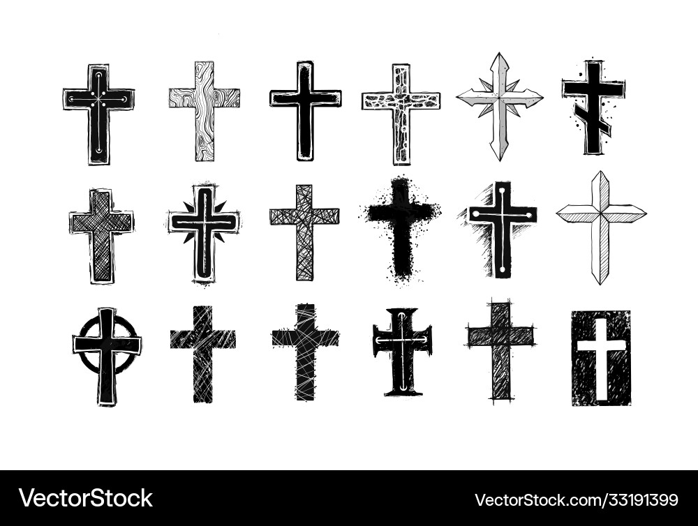 Sammlung christian crosss doodle skizze Sammlung christian crosss doodle skizze vektorbild