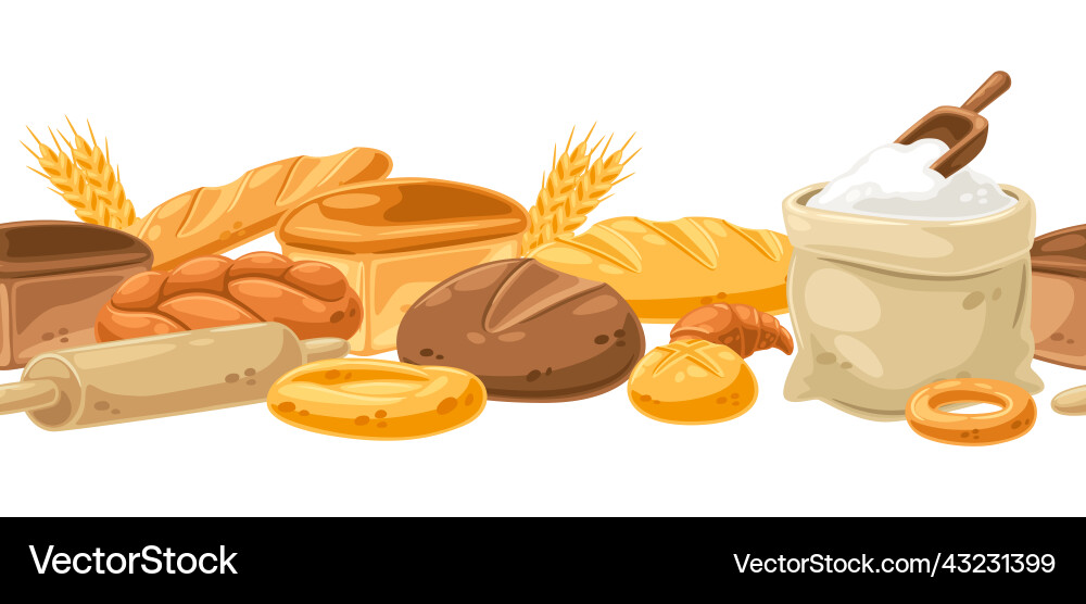 Seamless pattern with bread all for baking image vector image
