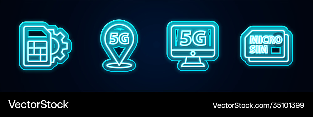 Set line sim card setting location 5g network Set line sim card setting location 5g network vector image