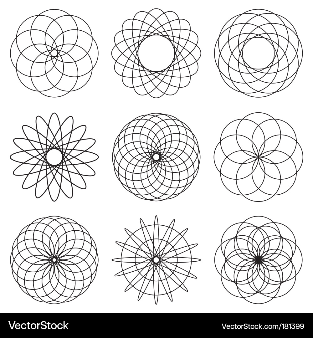 Spirograph Spirals - Geometric Patterns vector image