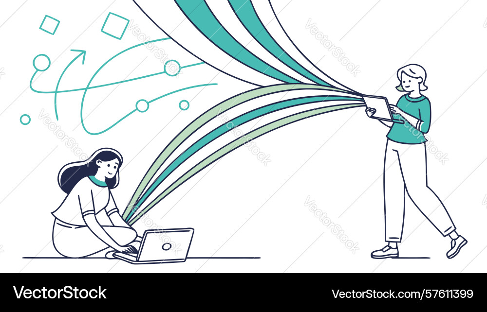 User accessing data from server symbolizing cloud vector image