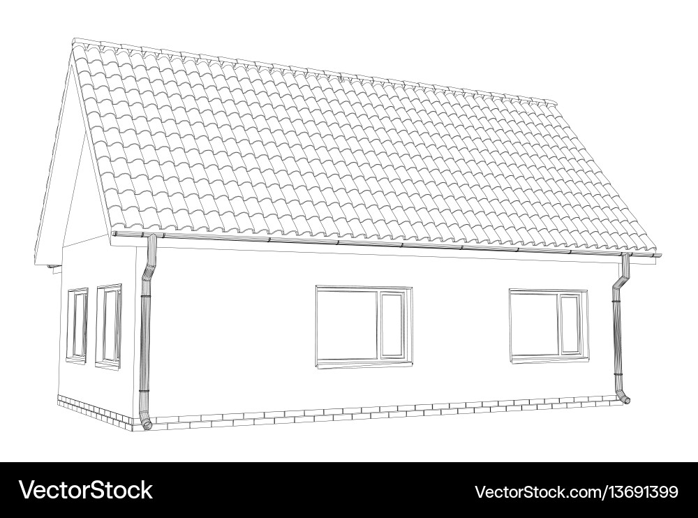 Wireframe Building Blueprint vector image