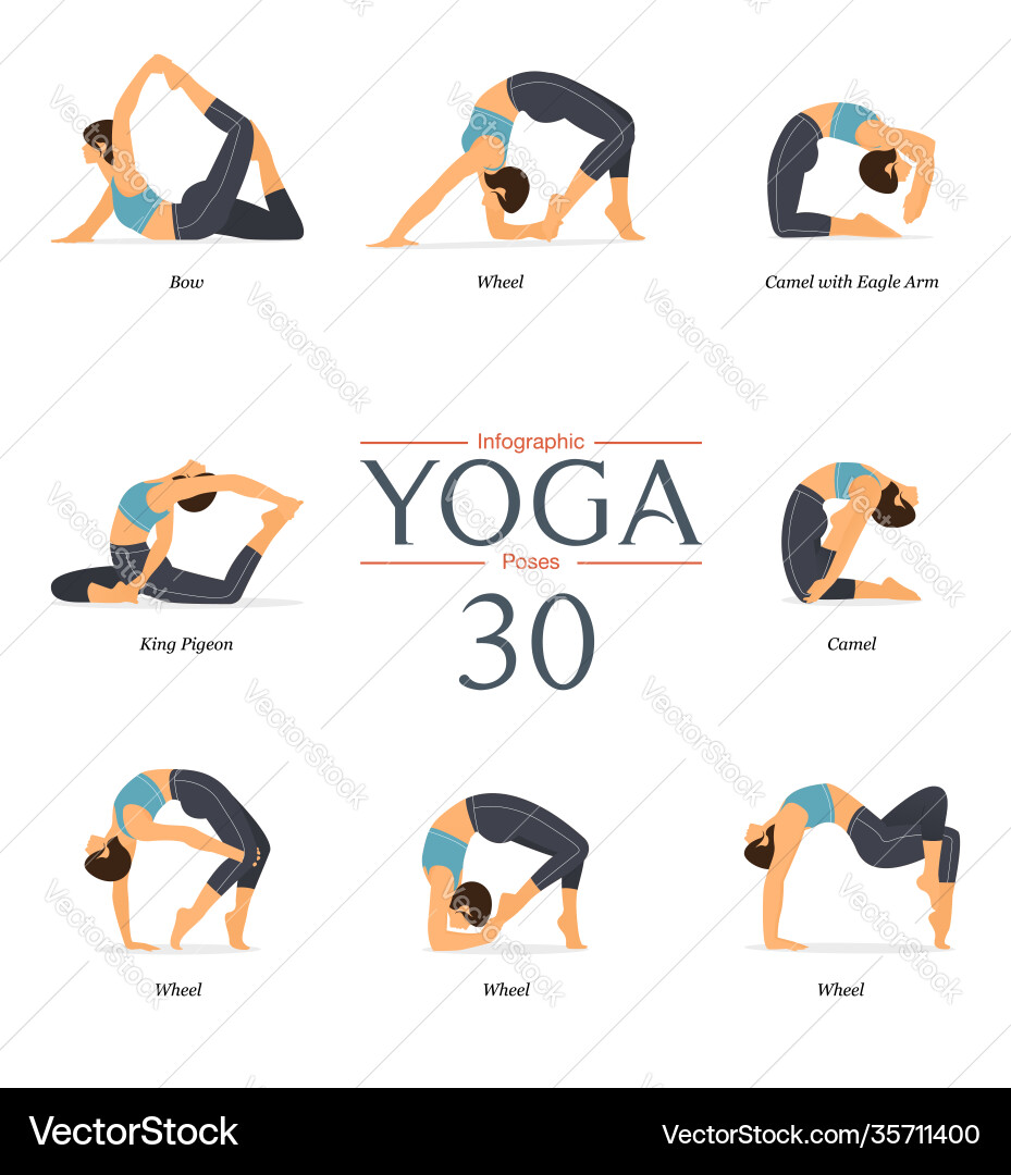 8 Yoga Posen oder Asana Haltung im flachen Design 8 Yoga Posen oder Asana Haltung im flachen Design vektorbild