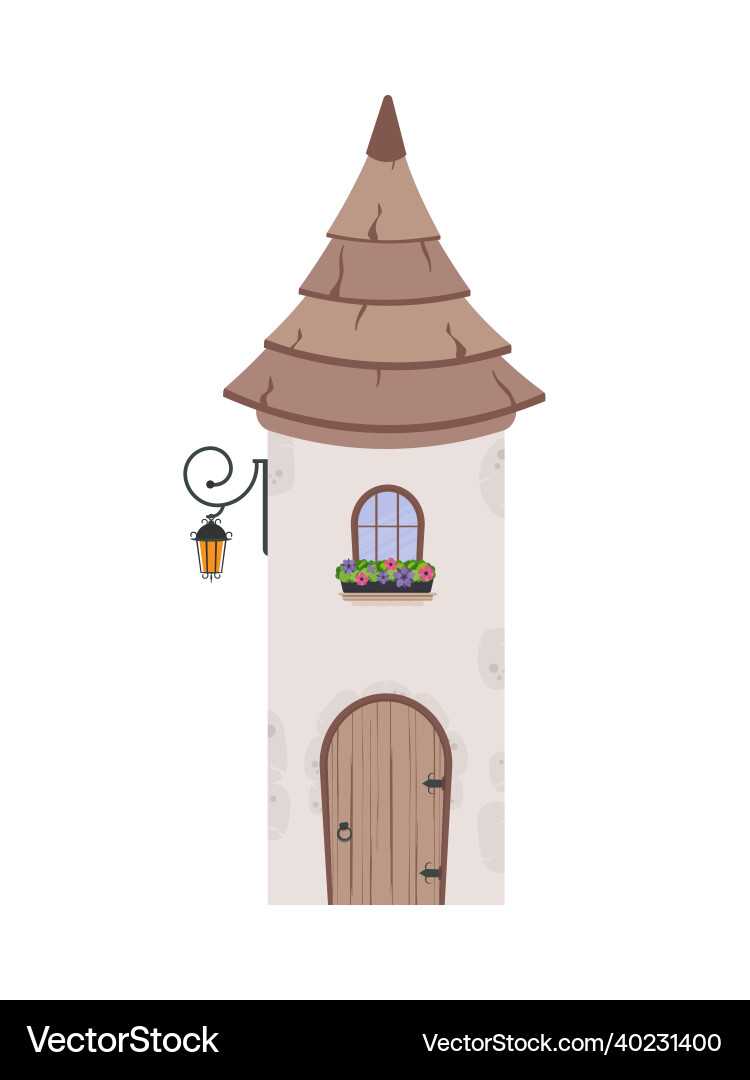 Building is in the form of a tower with conical Building is in the form of a tower with conical vector image