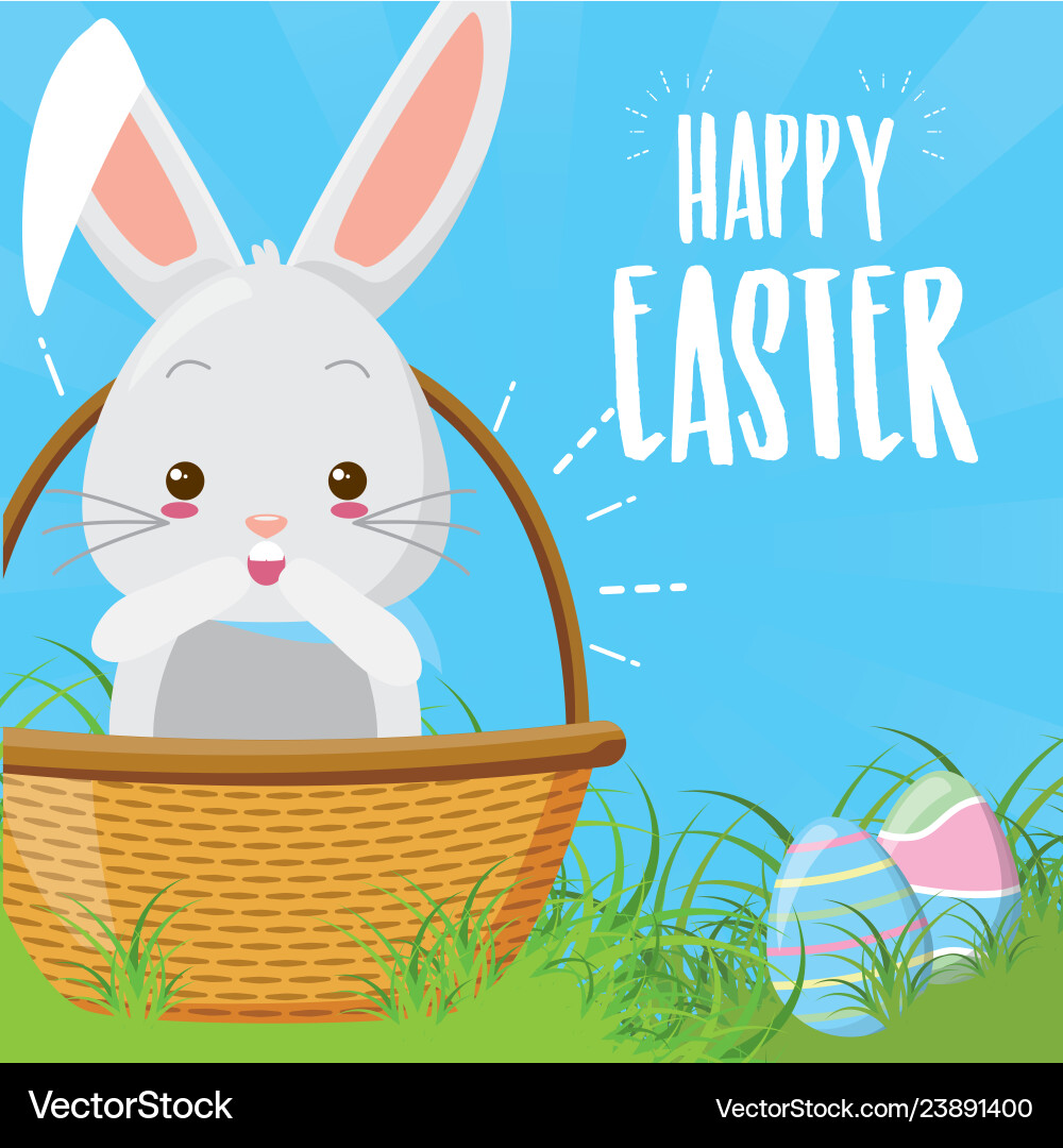 Cute rabbit with easter egg Royalty Free Vector Image