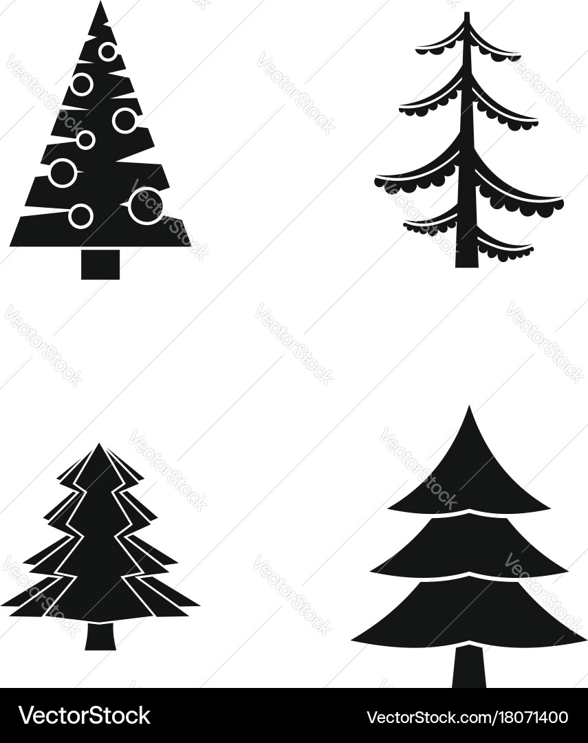 Elegant Fir Tree Icon Set Vector Image