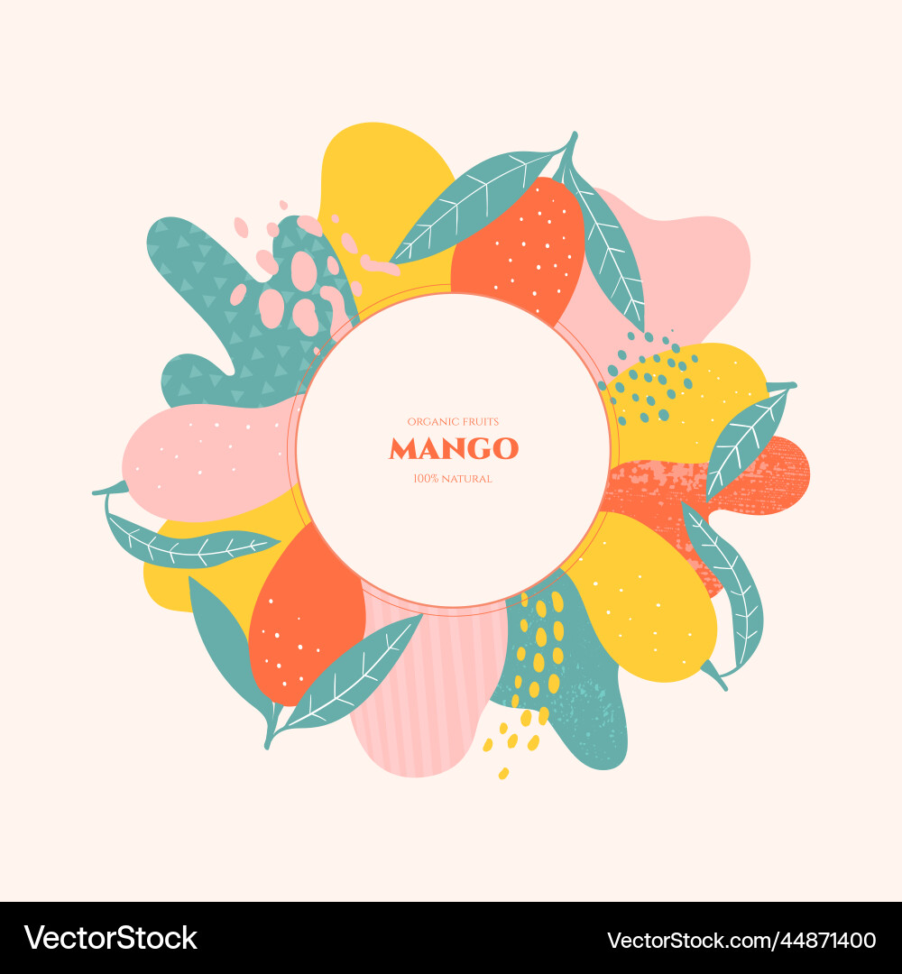 Frame with doodle mango and abstract elements Vector Image