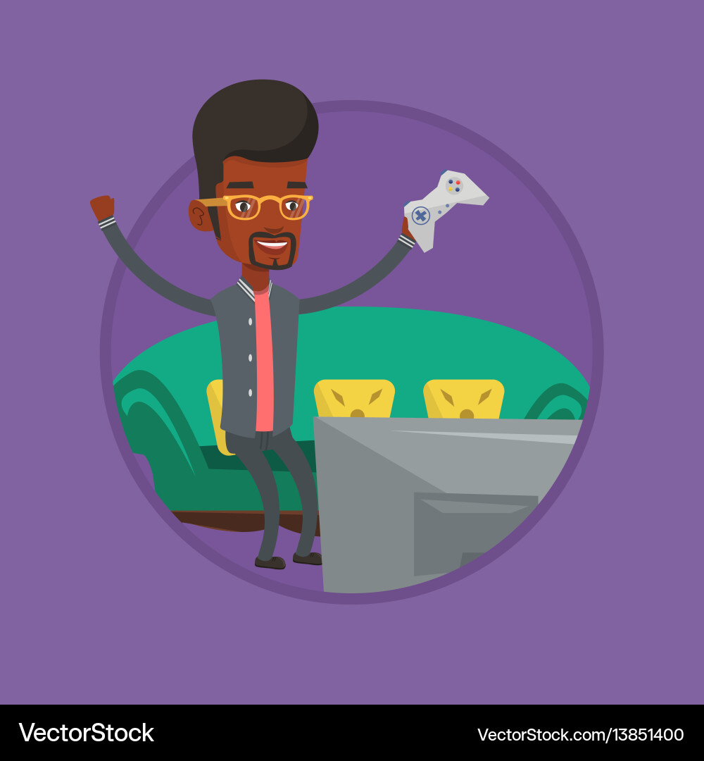 Man playing video game Vector Image