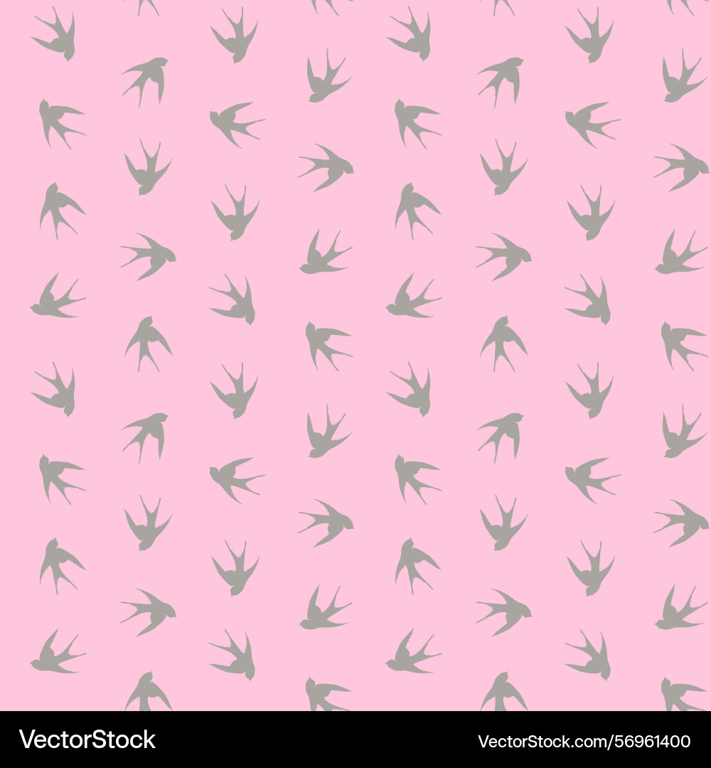 Seamless pattern with swallow silhouette on color Vector Image
