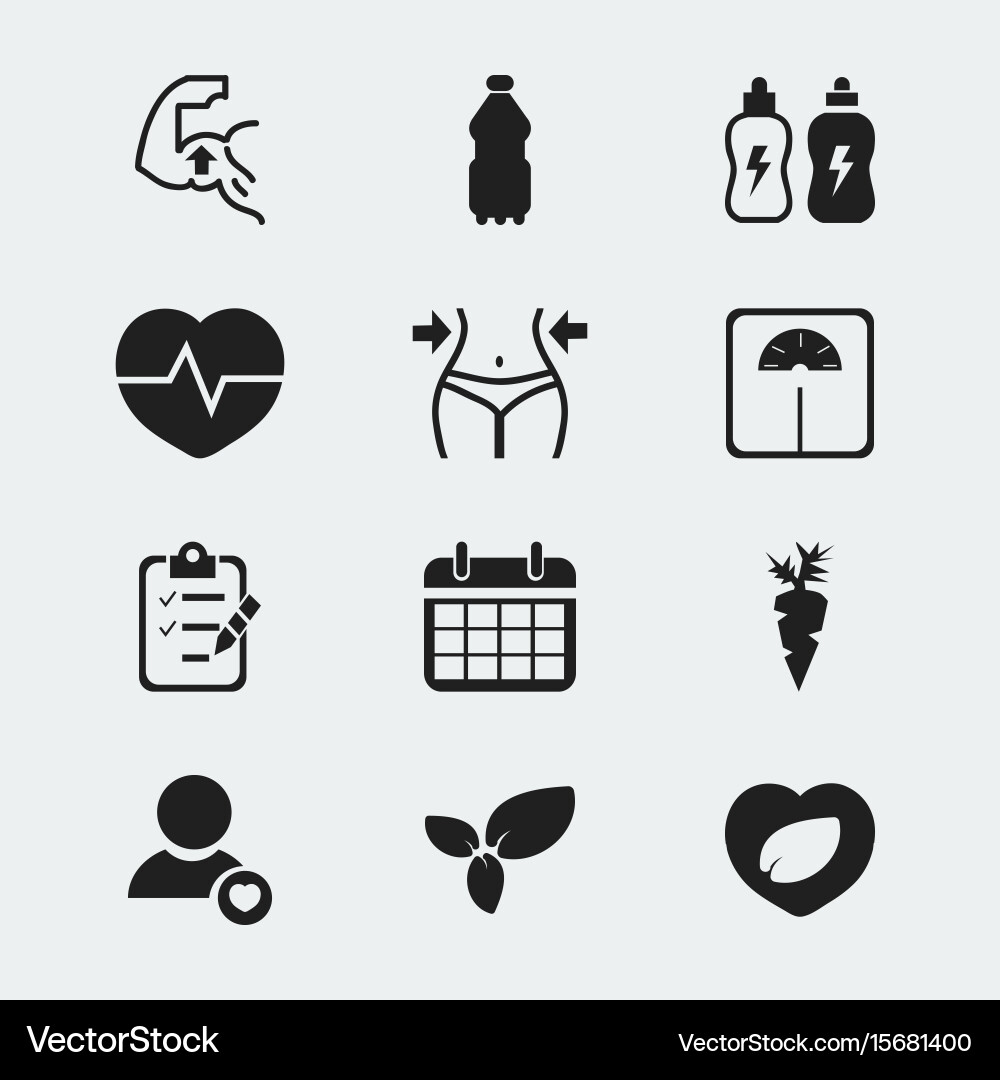 Set of 12 editable exercise icons includes Vector Image
