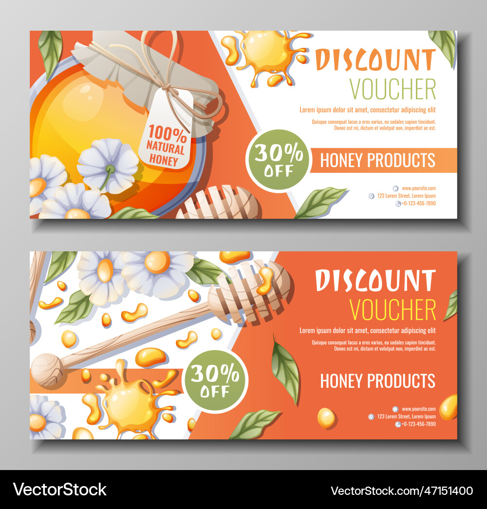 Set of banners with honey products discount Set of banners with honey products discount vector image