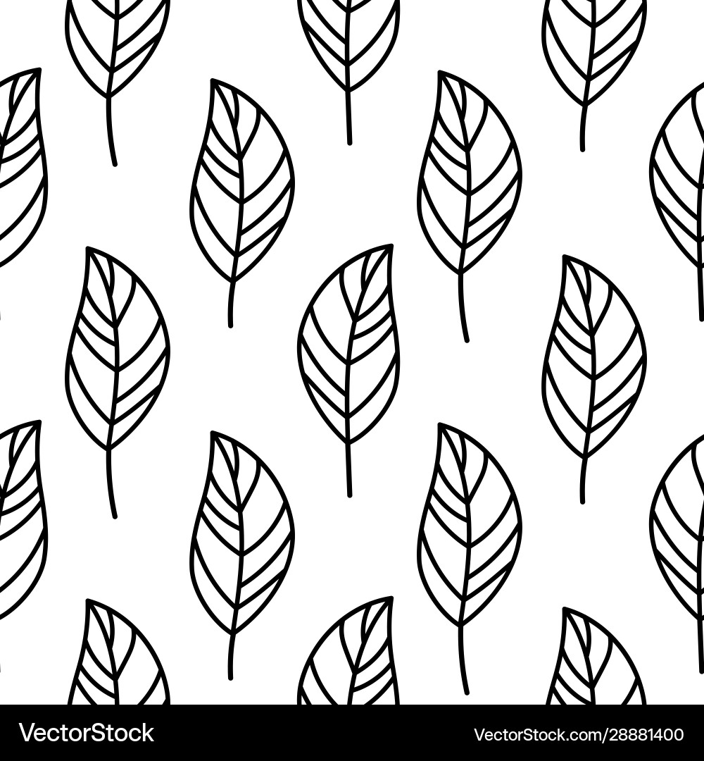 Simple doodle leaves pattern in hand drawn style Vector Image
