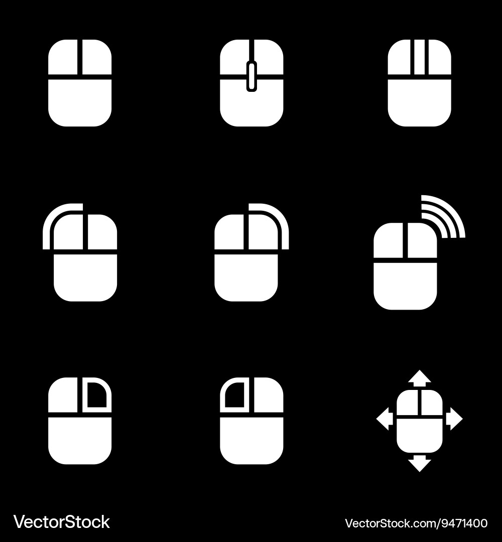 White computer mouse icon set vector image