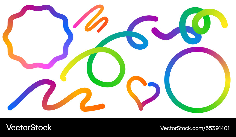 Abstract color rainbow gradient shapes set Abstract color rainbow gradient shapes set vector image