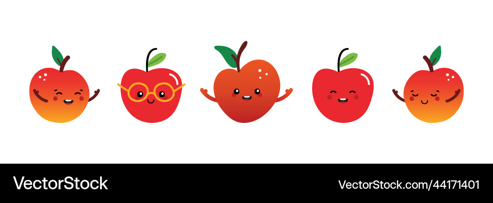 Apple characters set Vector Image