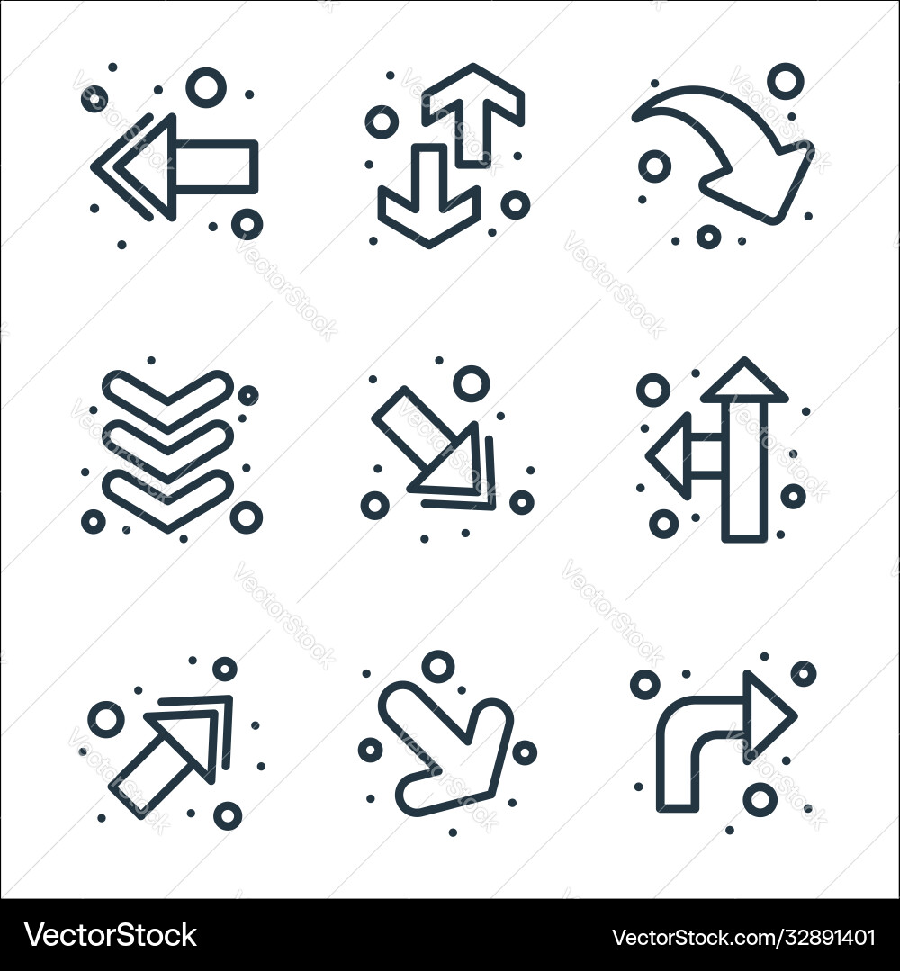 Arrows line icons linear set quality vector image