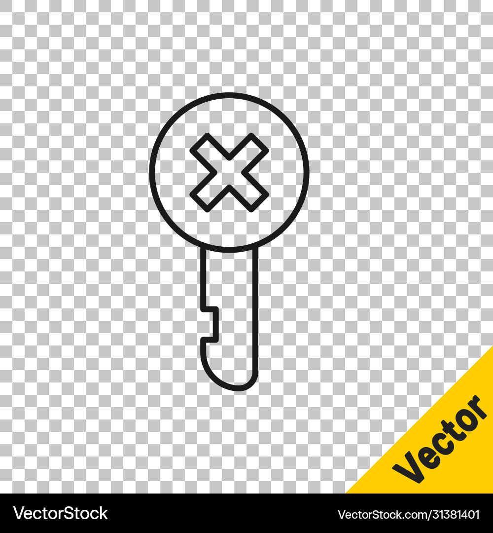 Black line wrong key icon isolated on transparent Black line wrong key icon isolated on transparent vector image
