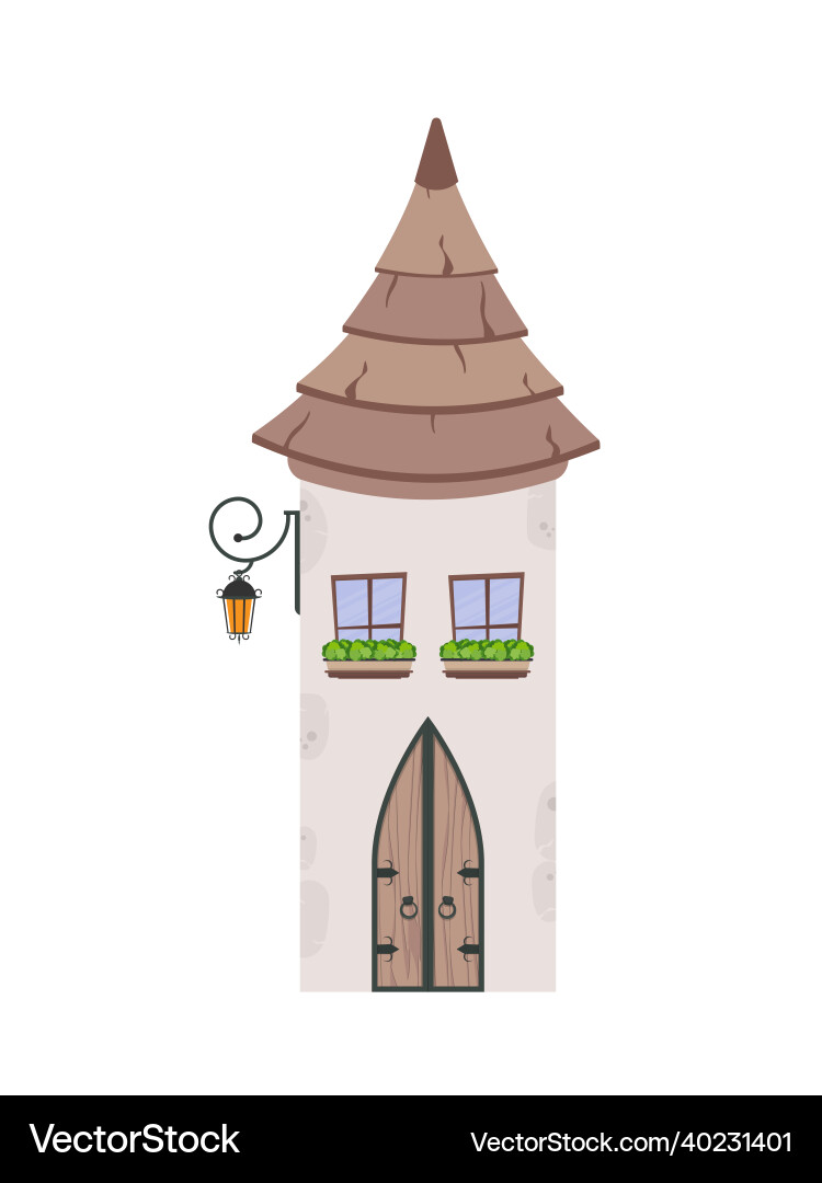 Building is in the form of a tower with conical Building is in the form of a tower with conical vector image
