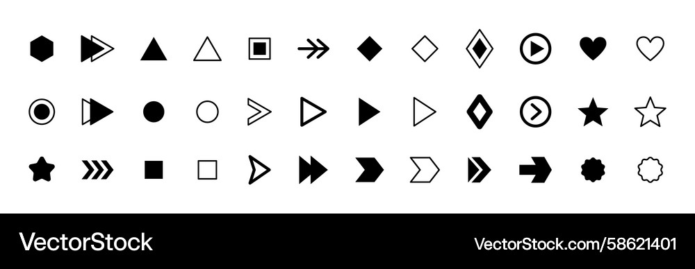 Bullet points list icon set with geometric shapes Bullet points list icon set with geometric shapes Vector Image