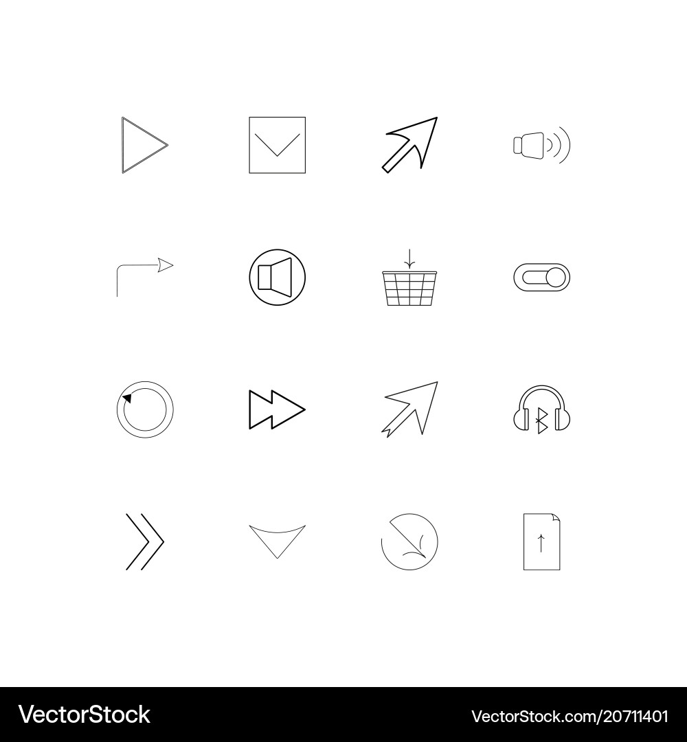 Buttons simple linear icons set outlined vector image