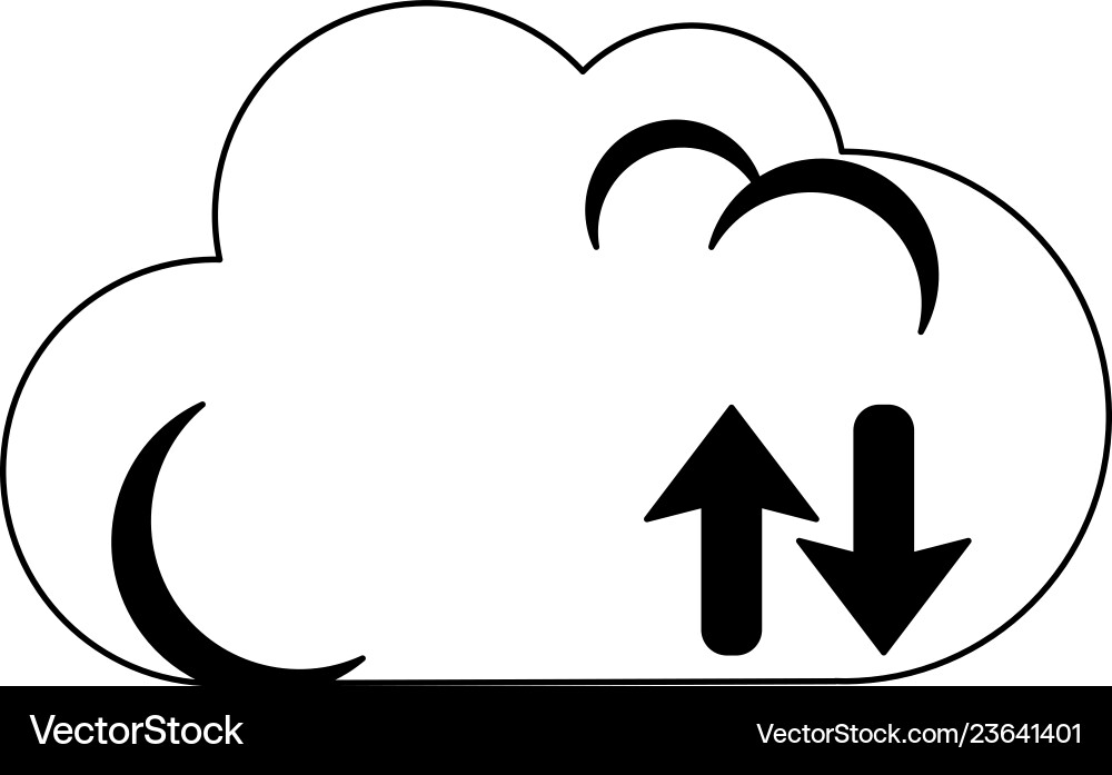 Cloud computing upload and download in black Vector Image