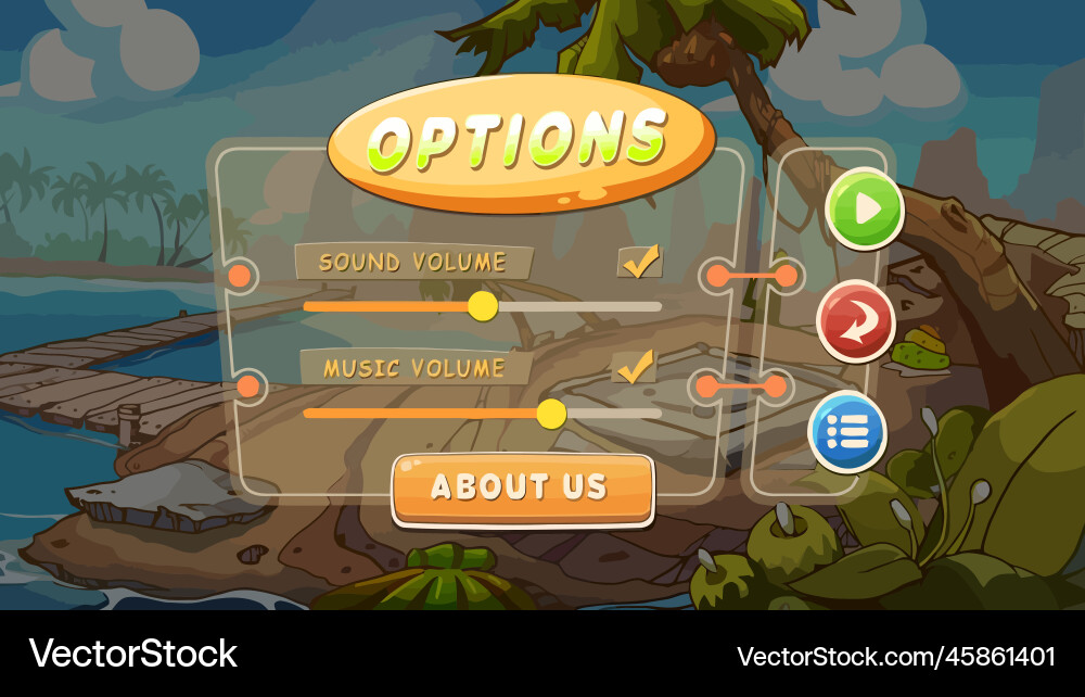 Complete set of level button game ui pop-up icon vector image