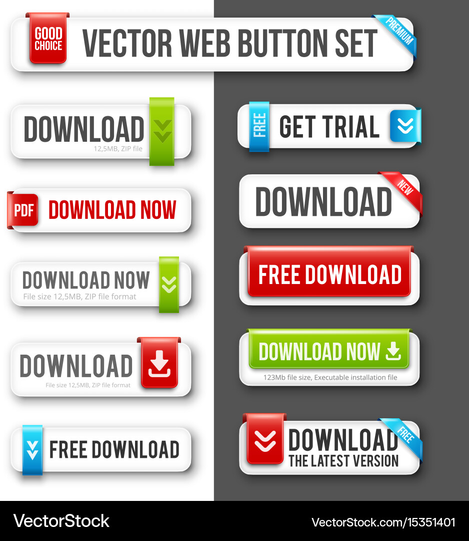 Download Buttons Collection - Web Graphics vector image