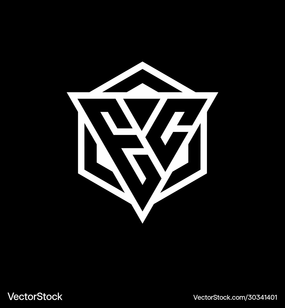 Ec logo monogram with triangle and hexagon shape Vector Image